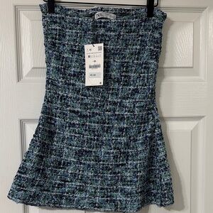 Zara Blue Tweed Mini Dress